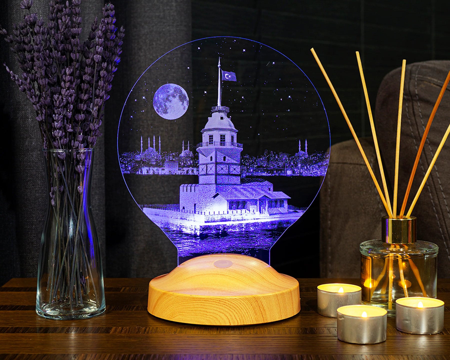 Maiden's Tower Istanbul Personalized lamp with custom text Kiz Kulesi