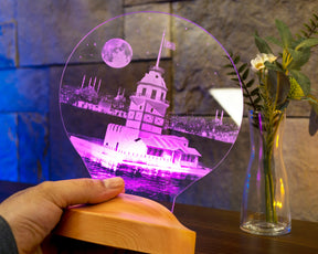 Maiden's Tower Istanbul Personalized lamp with custom text Kiz Kulesi