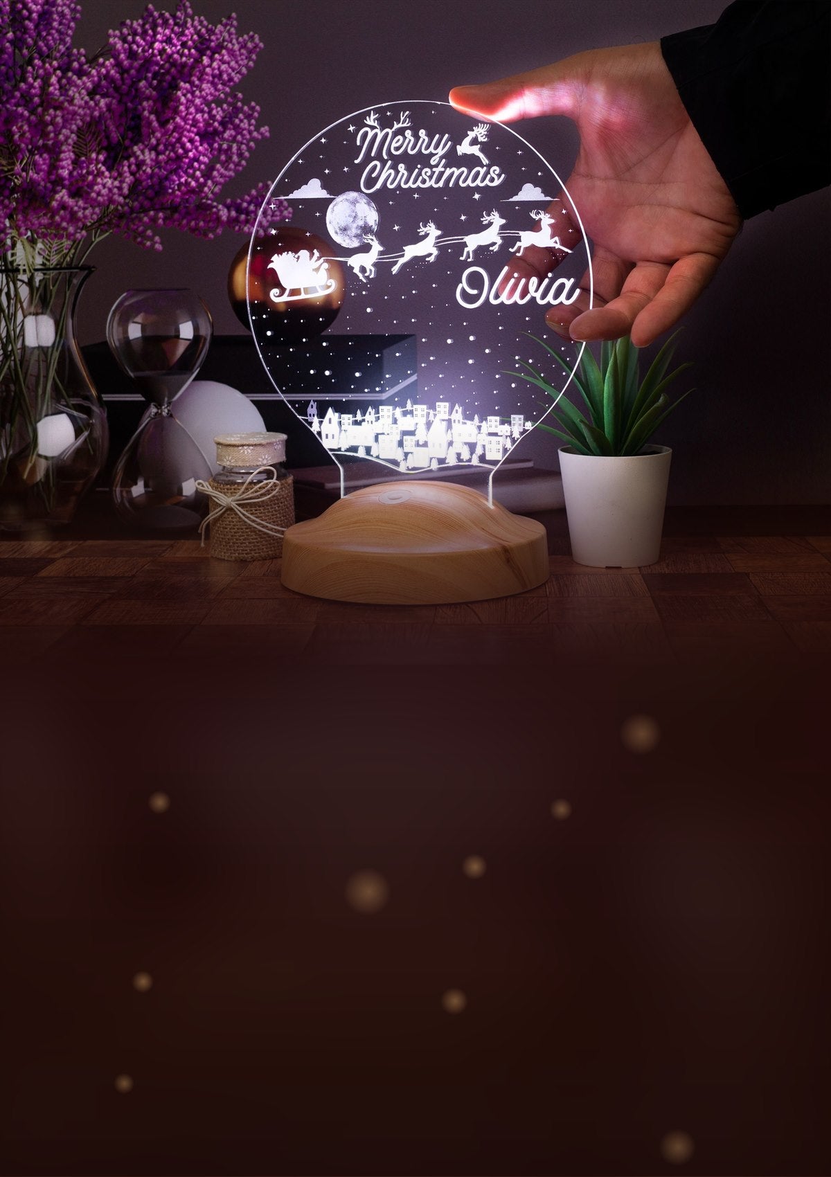 Personalisierte Weihnachtslampe mit Namen – Merry Christmas