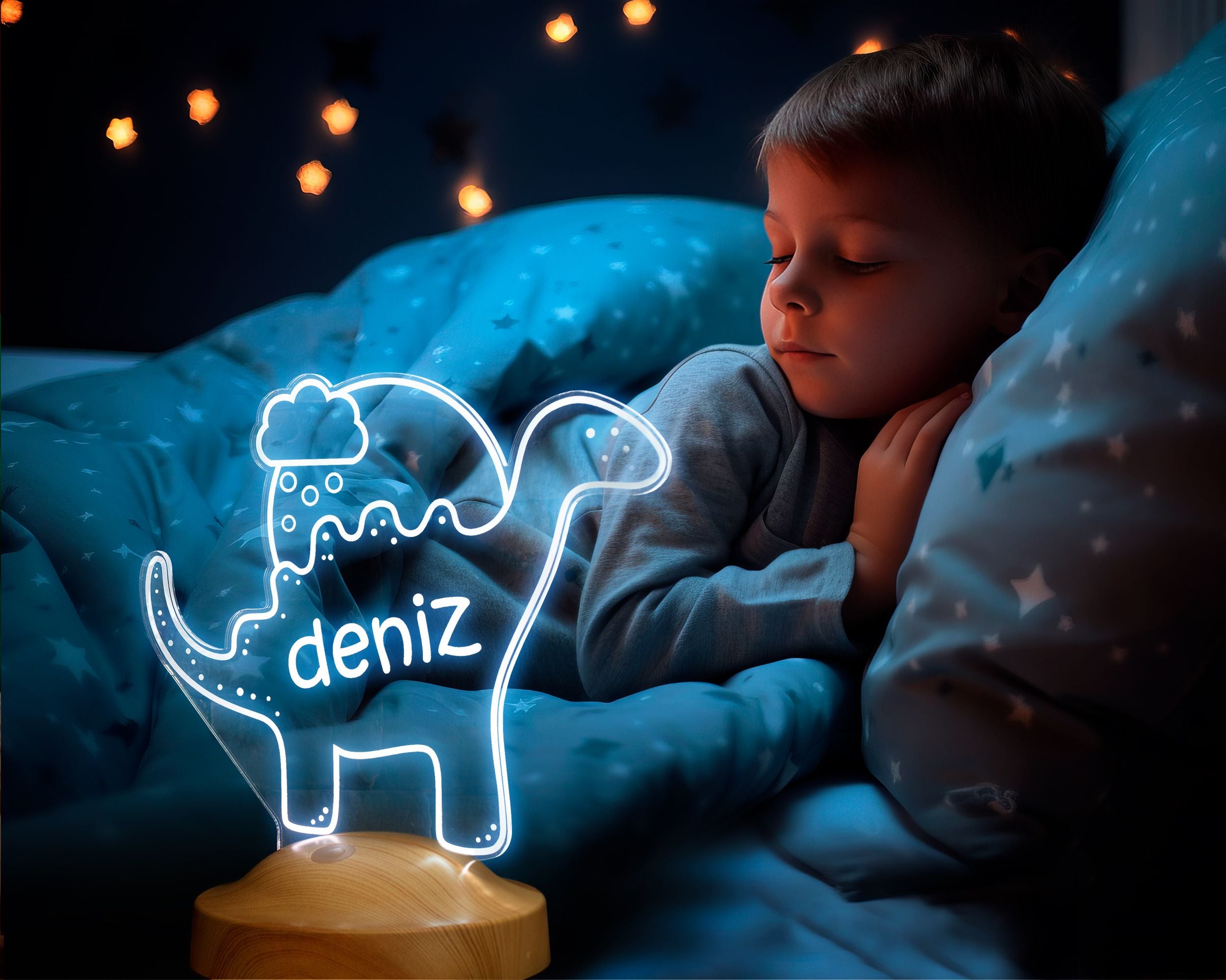 LED night light children personalized - dinosaur watercolor dino lamp