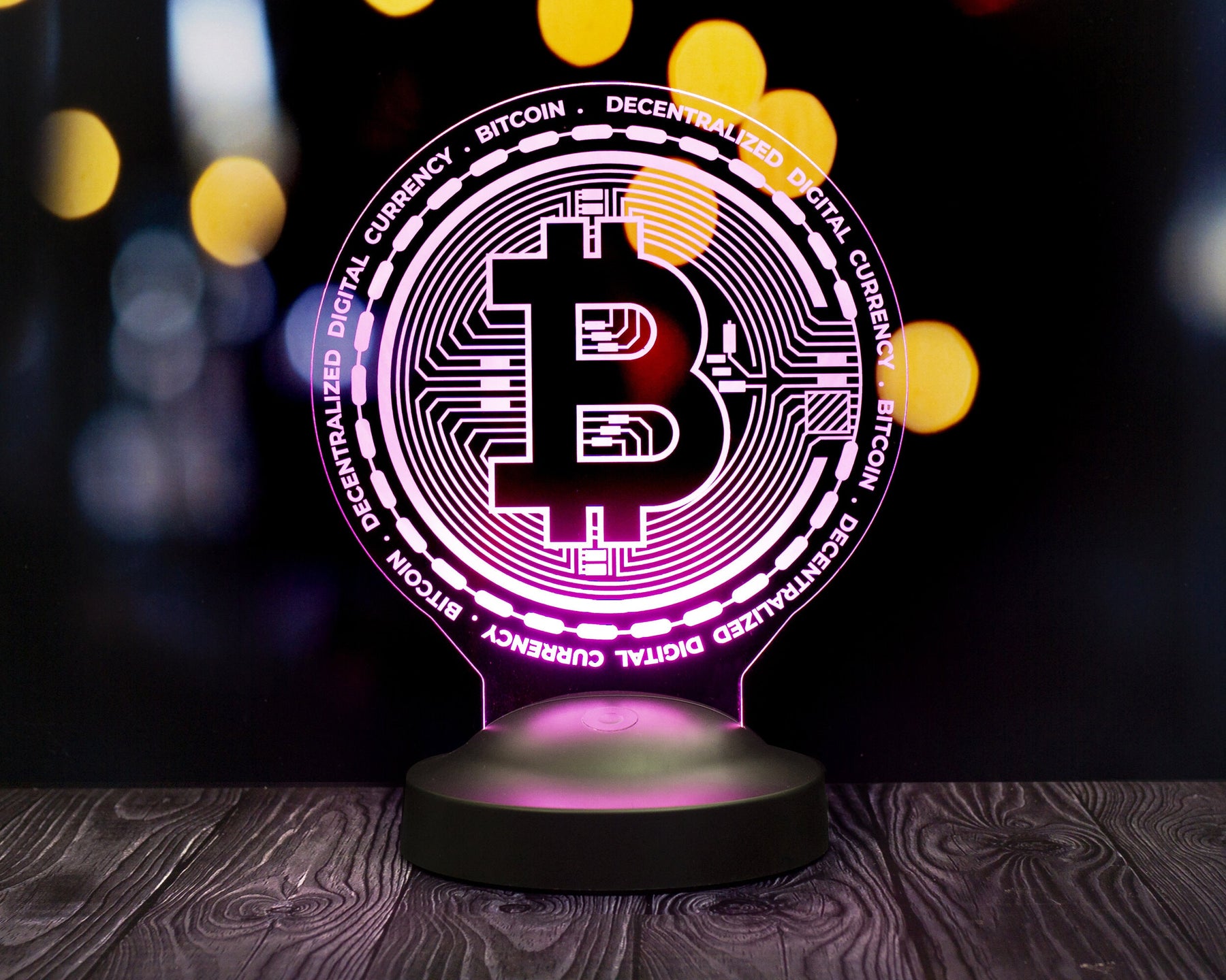 Bitcoin Lamp 3D Vision LED Night Light Gift for Birthday 