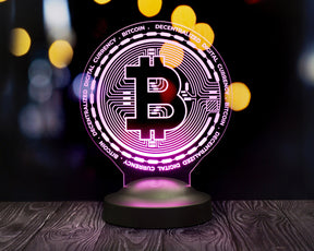 Bitcoin Lamp 3D Vision LED Night Light Gift for Birthday 