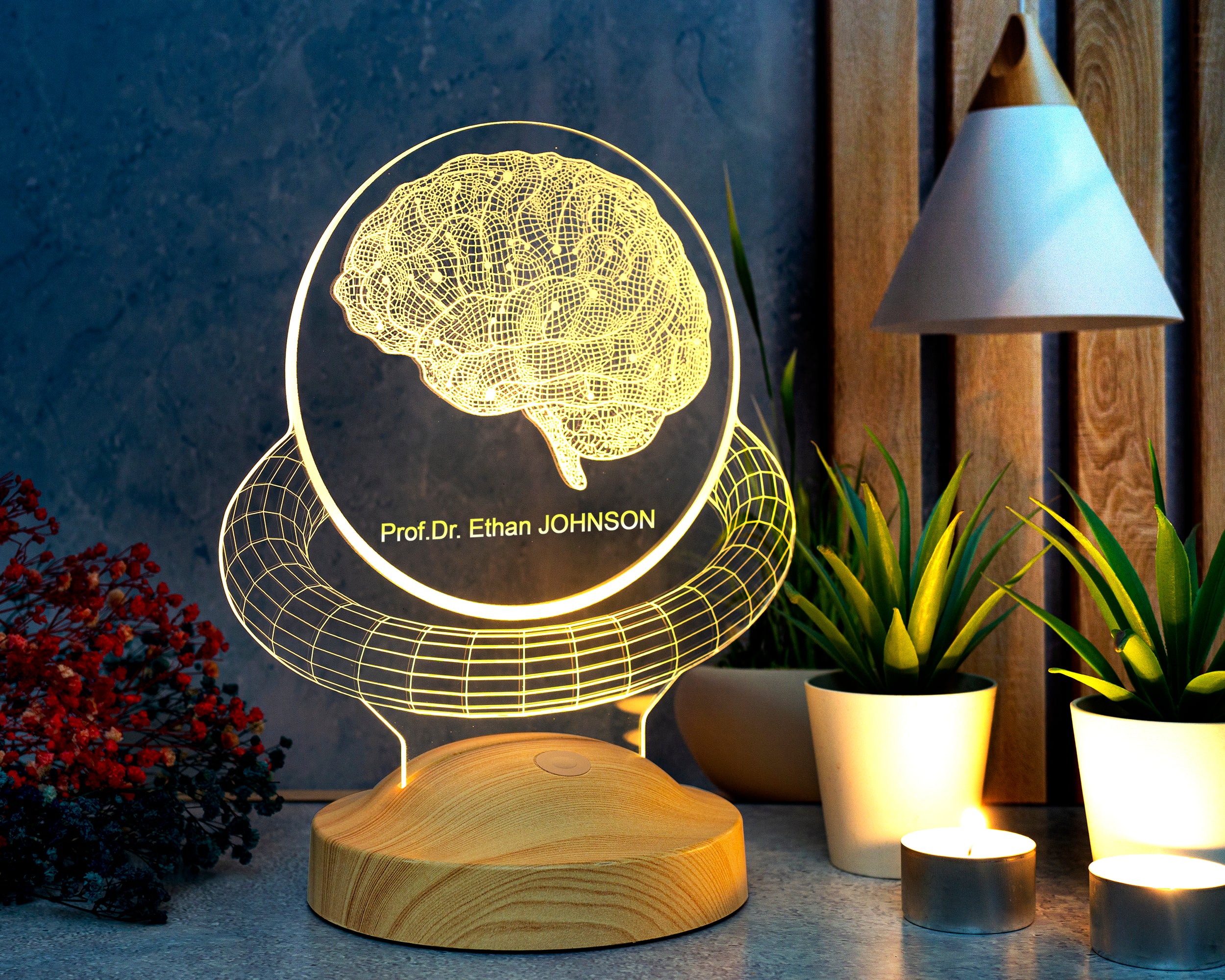 Personalized Brain 3D Lamp for School Psychologist, Psychology with Engraving