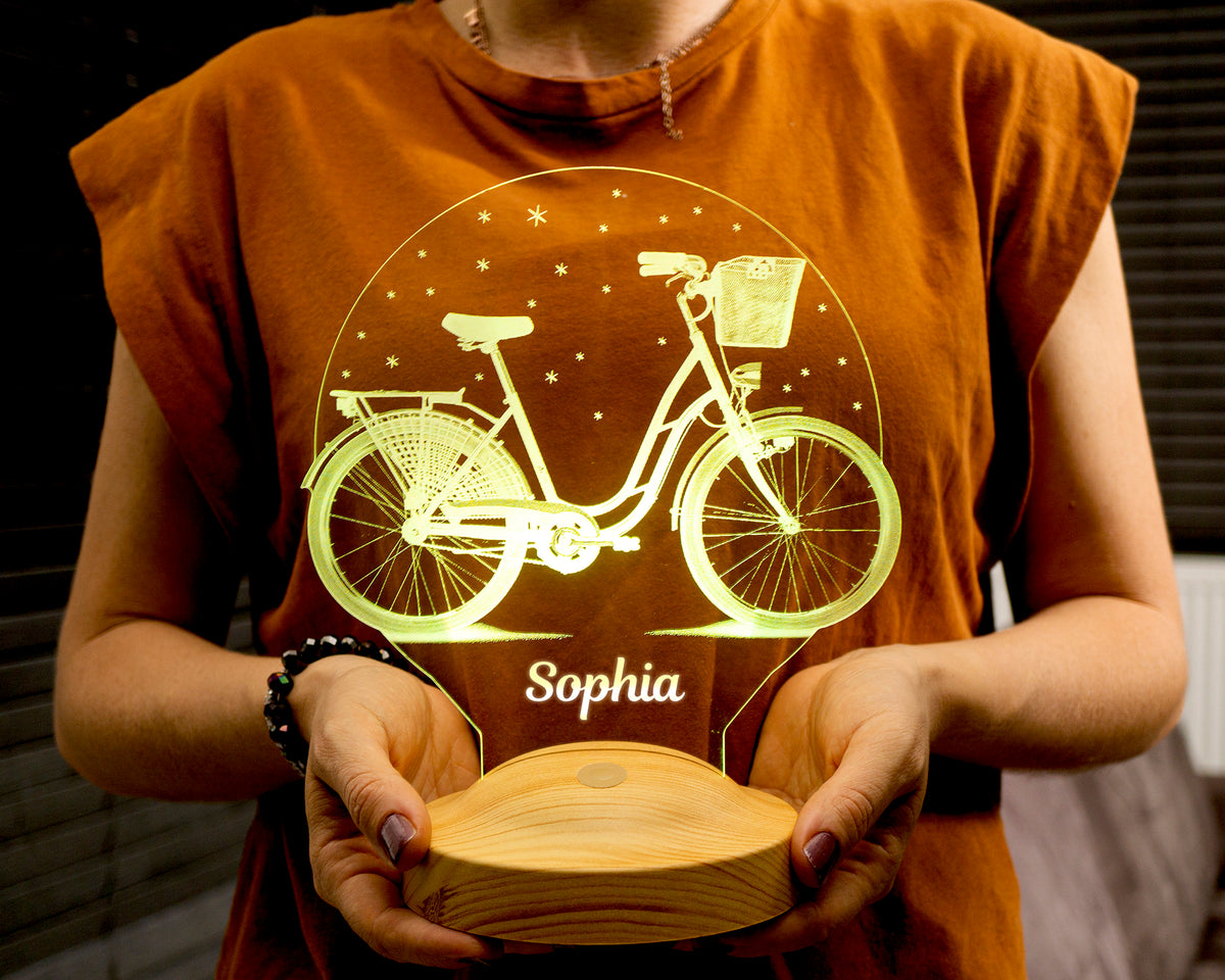 Bicycle Personalized lamp with text of your choice 