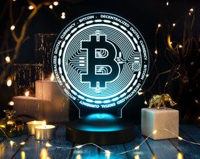 Bitcoin Lamp 3D Vision LED Night Light Gift for Birthday 