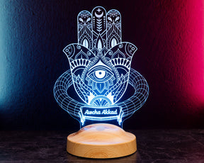 Hamsa Ramadan Decoration Islamic Eid Mubarak Decoration 3D LED Lamp 