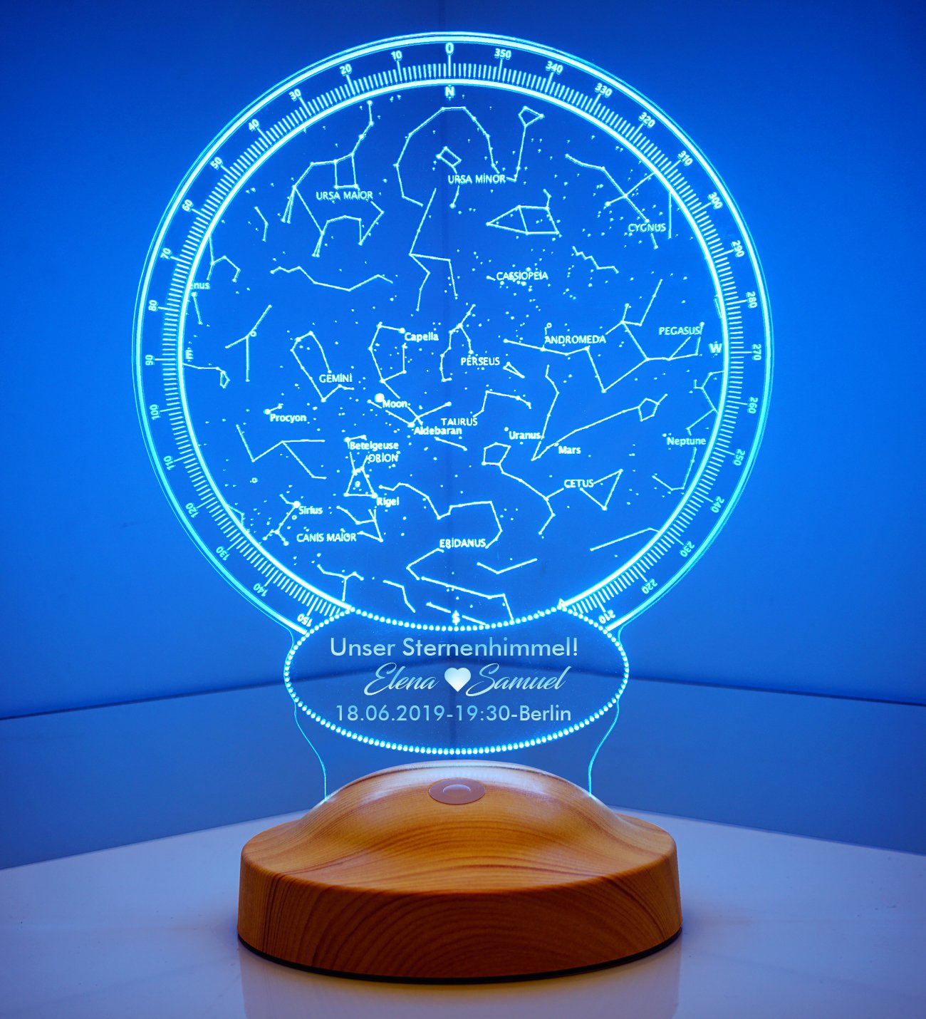 Your personal star sky star moon lamp with desired text night sky