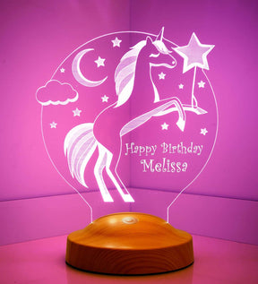 Unicorn Night Light Personalized Nursery Decor Gift for Little Girls, 1st Birthday Girls Gift