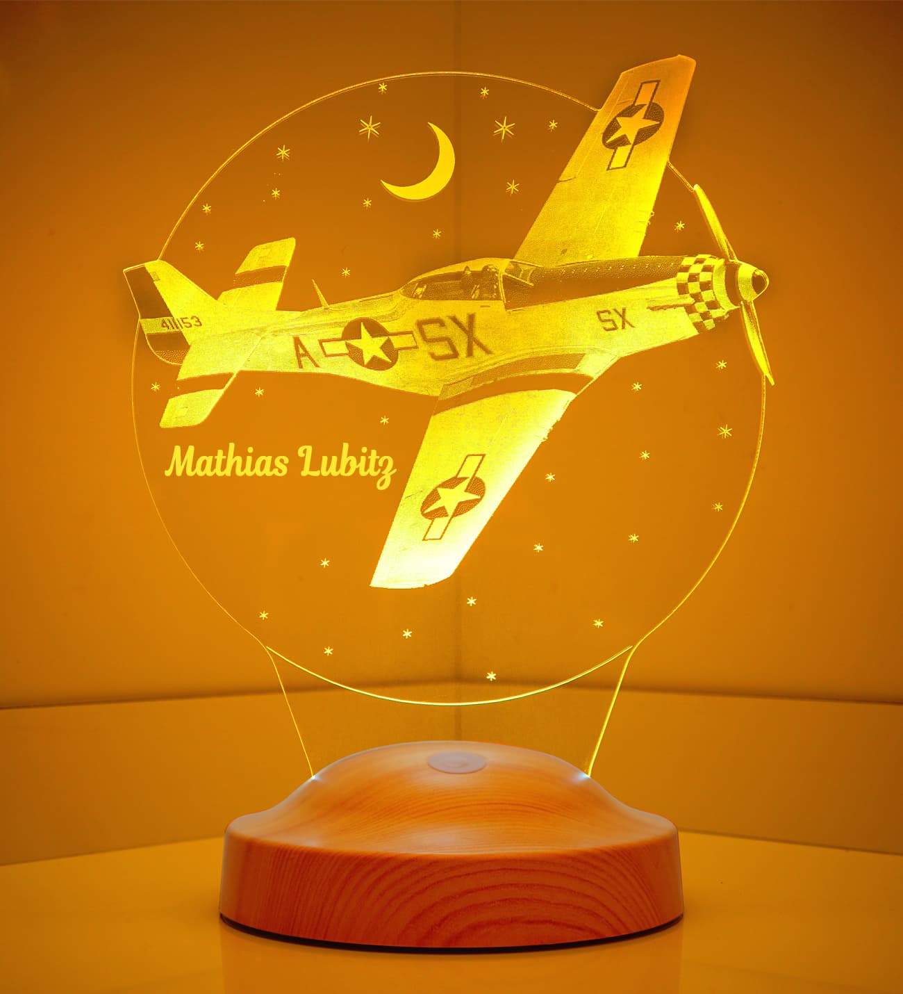 Airplane Personalized lamp for boy with text of your choice 