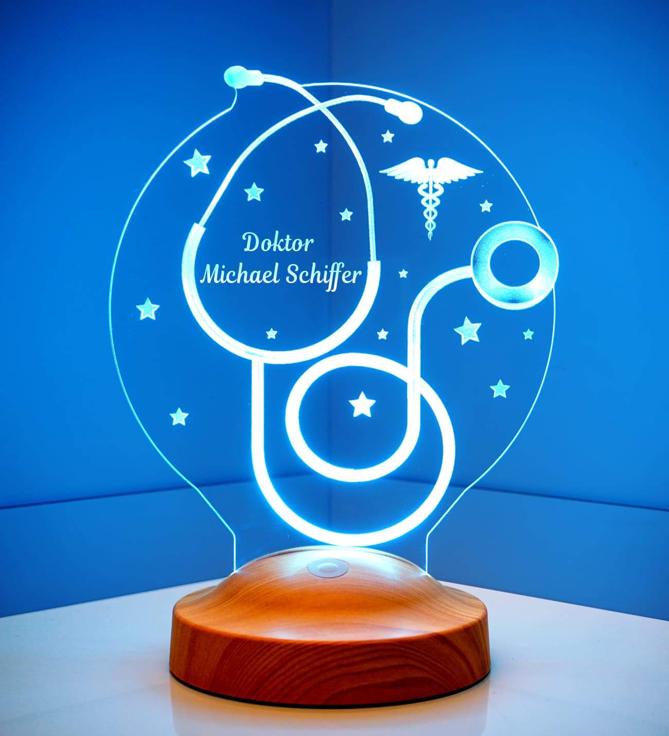 Stethoscope Personalized lamp for doctor specialist with desired text