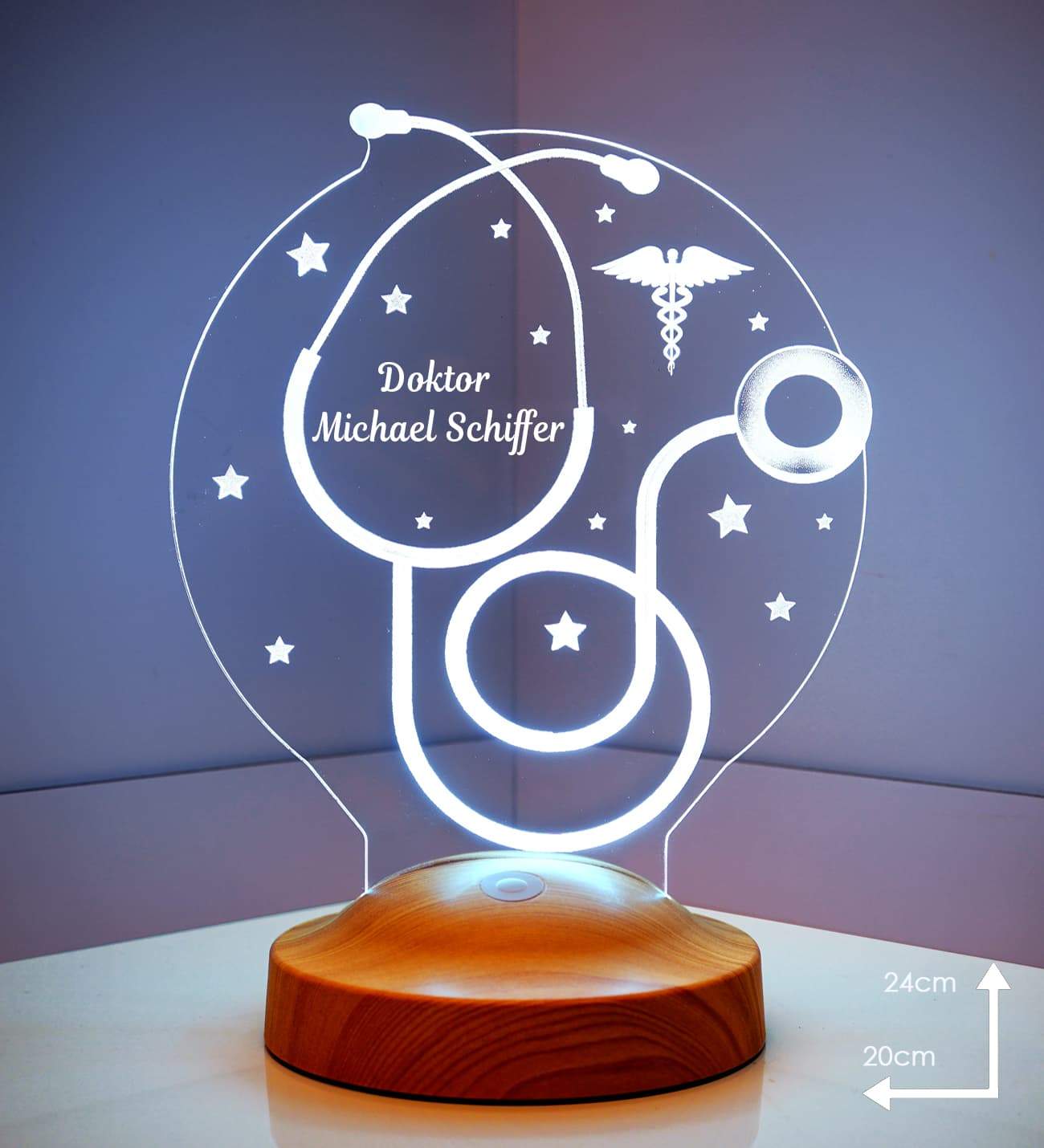 Stethoscope Personalized lamp for doctor specialist with desired text