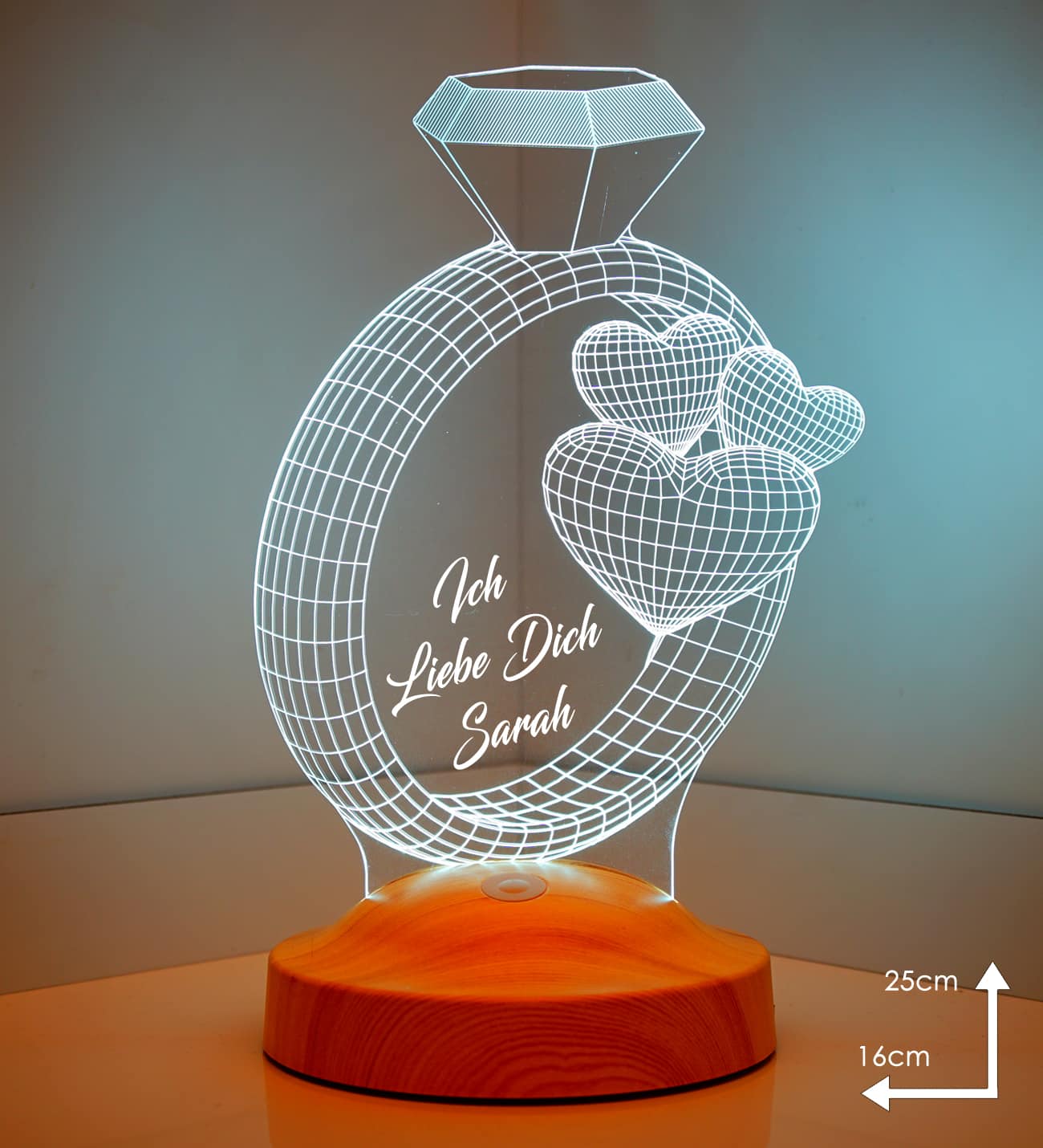Rings Personalized gifts Lamp with text of your choice