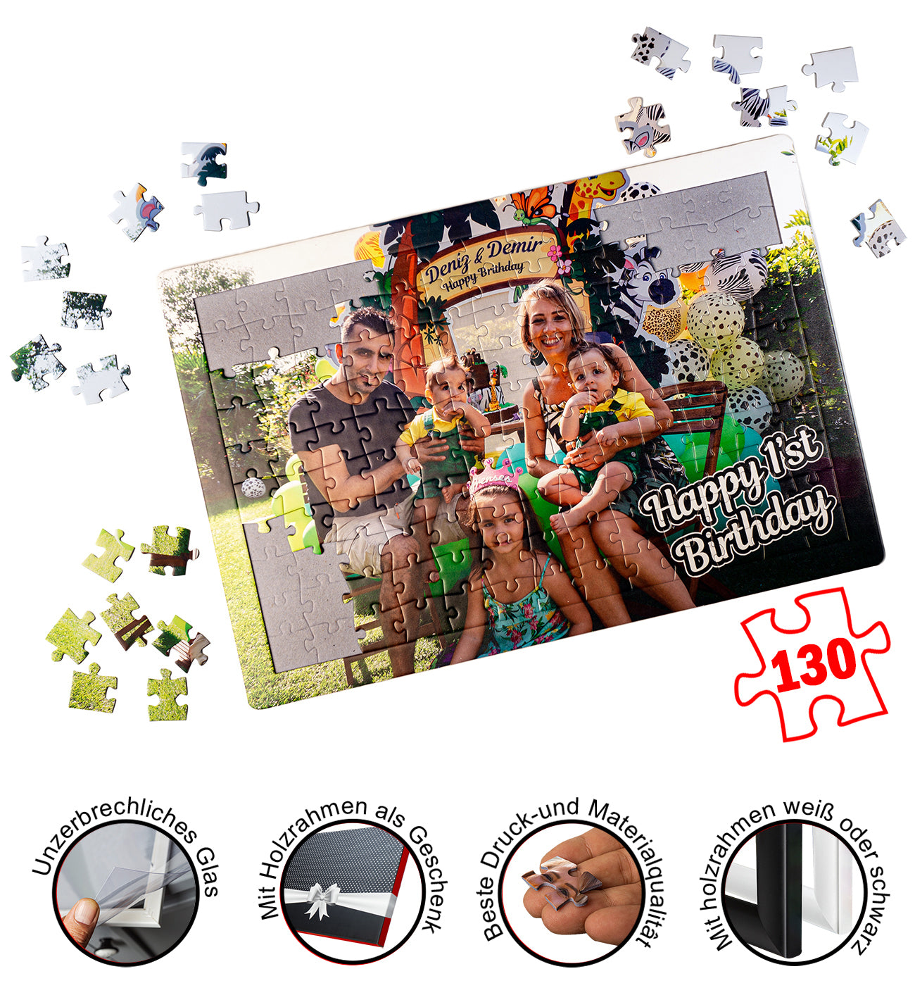 Photo jigsaw puzzle Your personal jigsaw puzzle with frame and gift box 