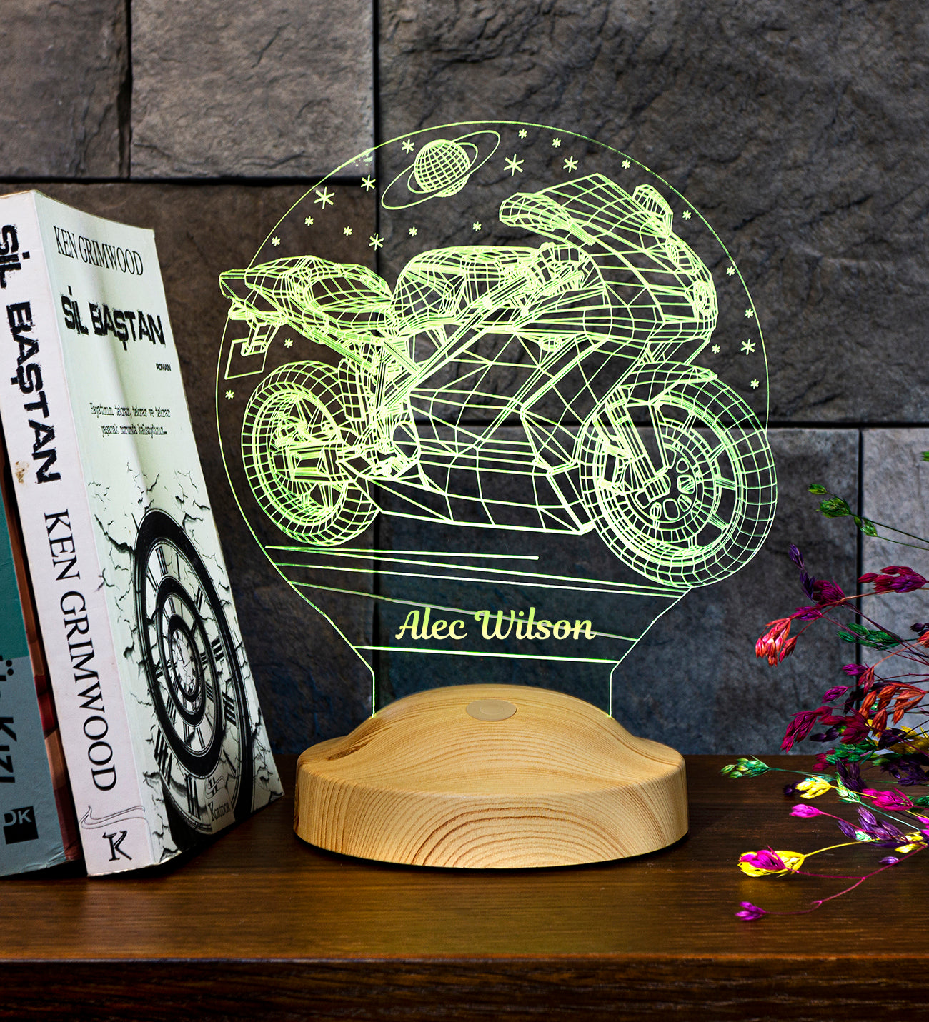 Motorbike Personalized Gifts Lamp with text of your choice