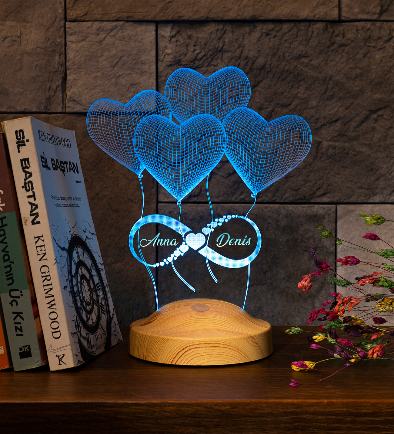 Balloon Hearts Infinity Valentine's Day Gift Personalized Engraved Lamp
