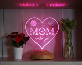 heart-shaped personalized LED gift lamp for mother, mom with high-quality laser engraving as a mother's day gift 