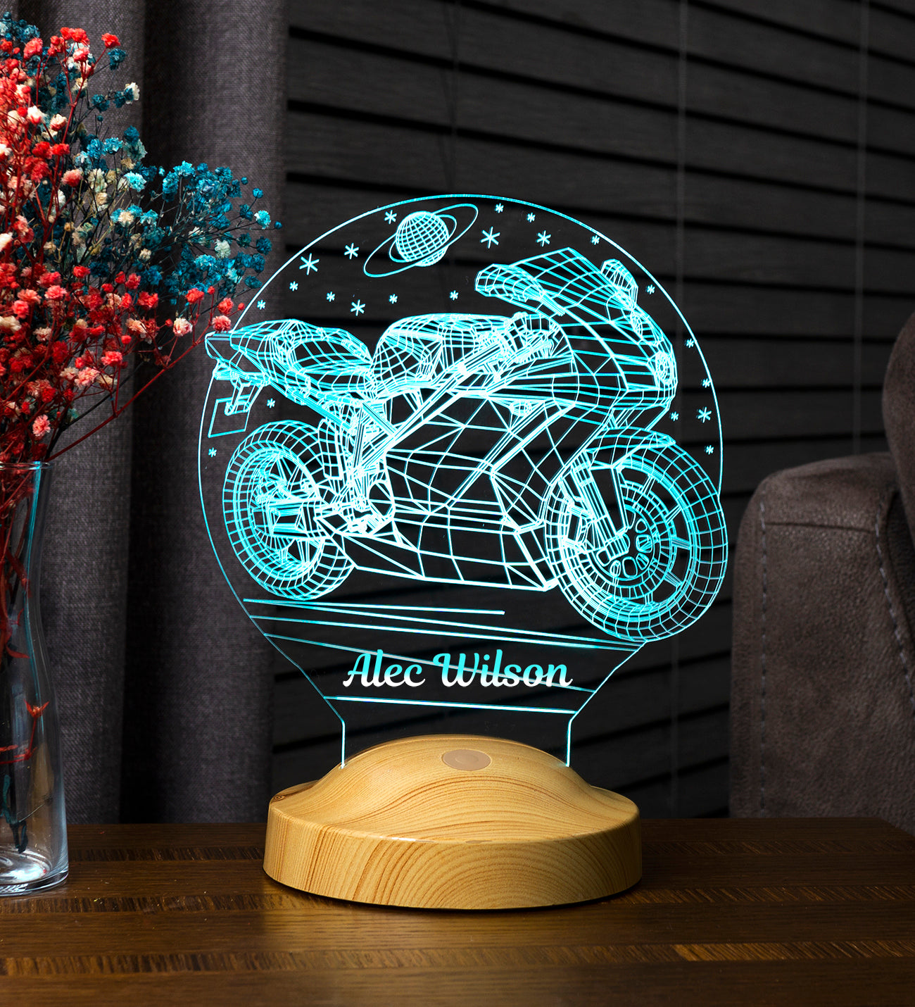 Motorbike Personalized Gifts Lamp with text of your choice