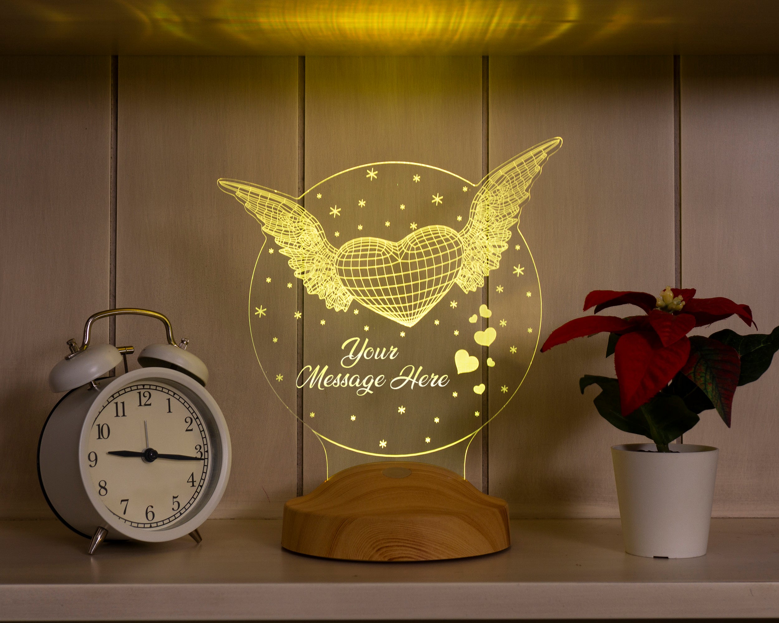 Flying heart Personalized Mother's Day gift Bedside lamp with text of your choice