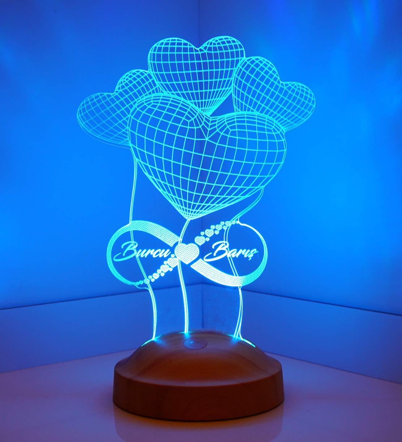 Balloon hearts infinity for woman Personalized lamp with engraving