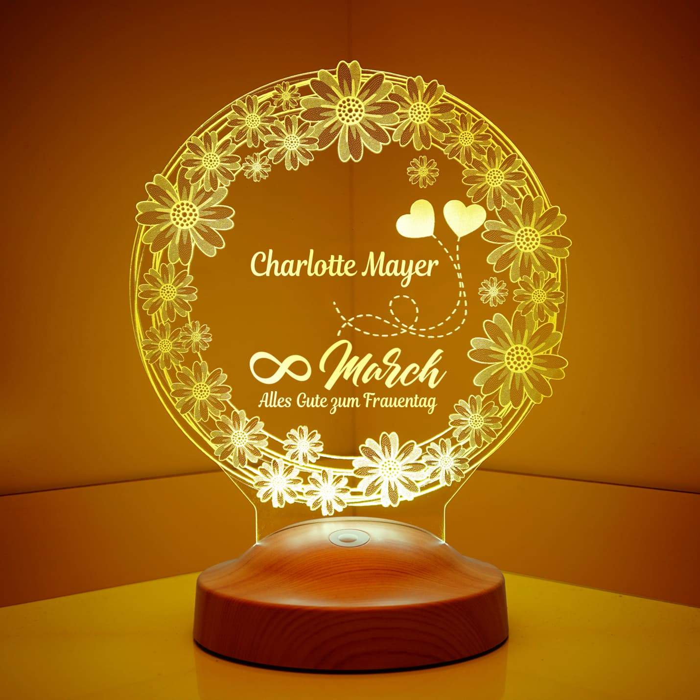 Daisies Personalized Gifts Lamp with custom text