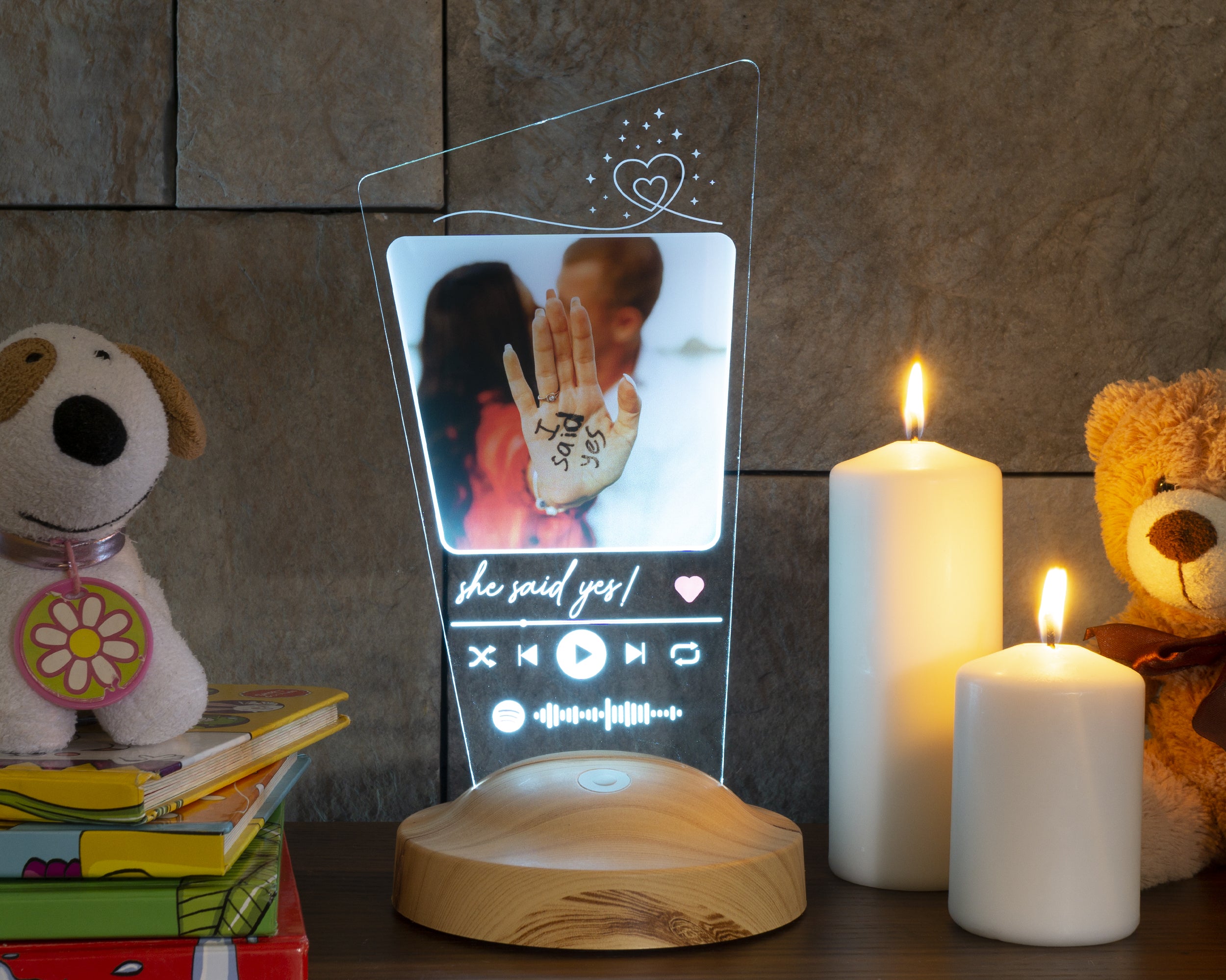 Spotify Personalized photo lamp with desired text &amp; your own picture with high-quality UV printing 