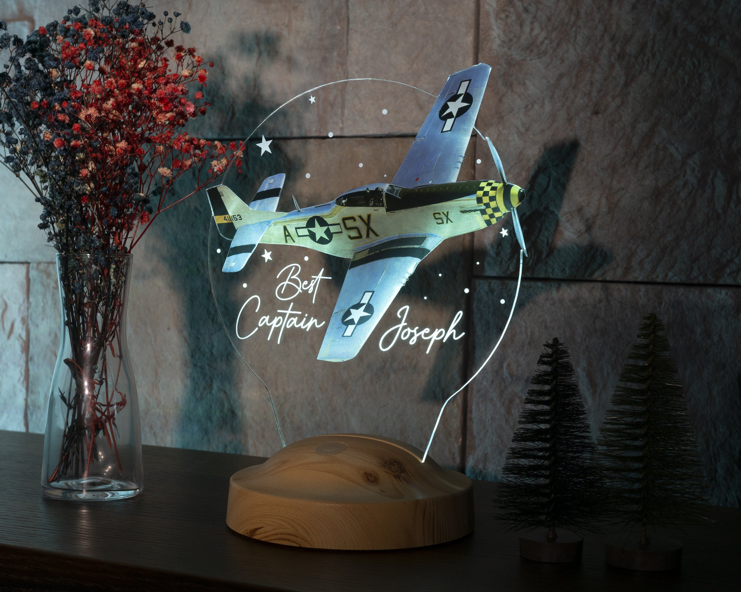 AIRPLANE NIGHT LIGHT Rgb night light, Mustang P52 airplane light perfect for bedside table