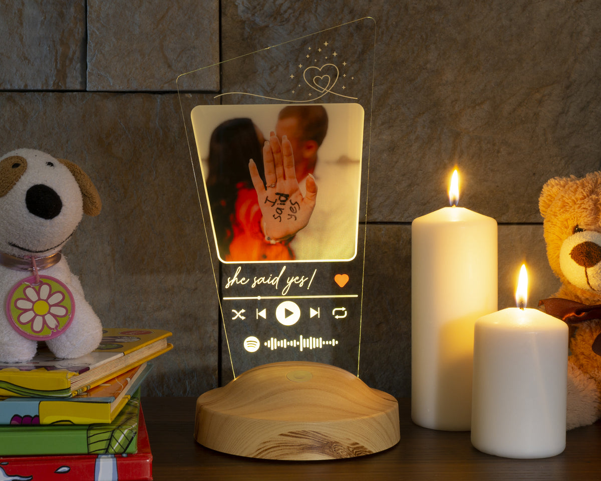 Spotify Personalized photo lamp with desired text &amp; your own picture with high-quality UV printing 