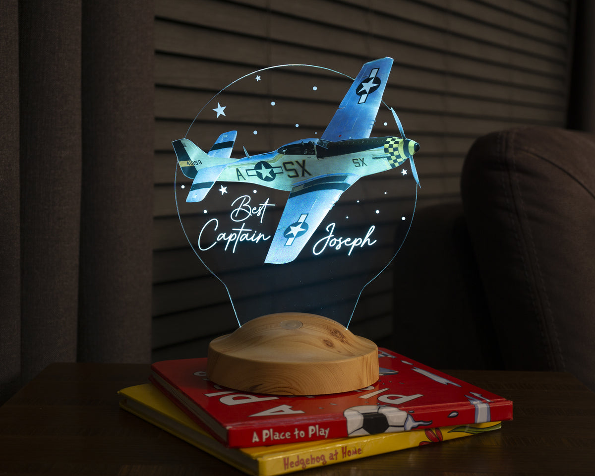 AIRPLANE NIGHT LIGHT Rgb night light, Mustang P52 airplane light perfect for bedside table