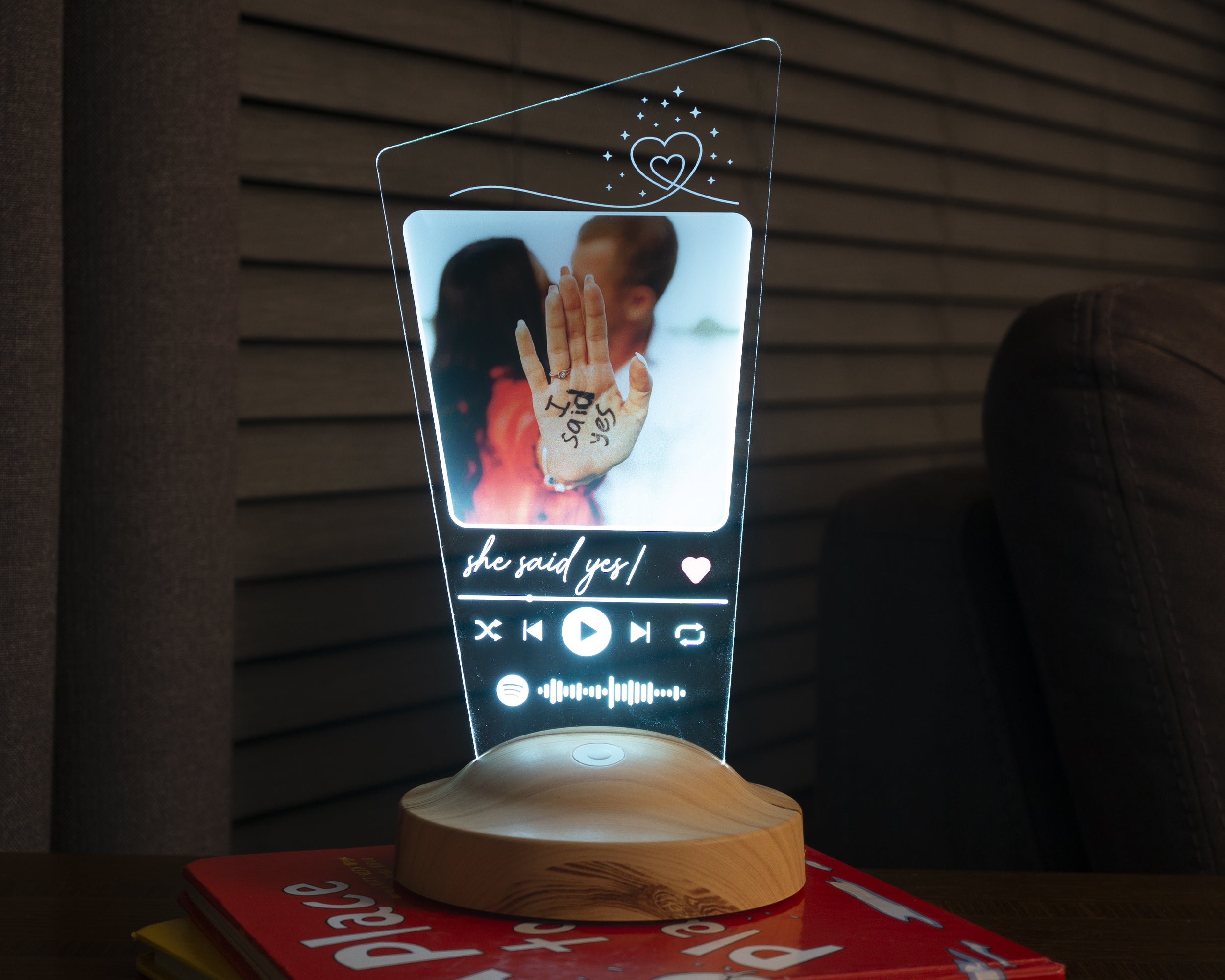 Spotify Personalized photo lamp with desired text &amp; your own picture with high-quality UV printing 