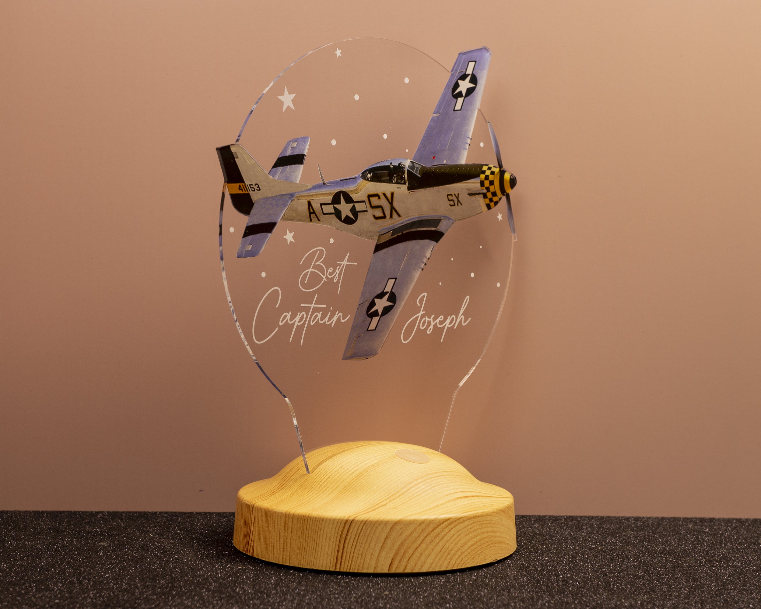 AIRPLANE NIGHT LIGHT Rgb night light, Mustang P52 airplane light perfect for bedside table
