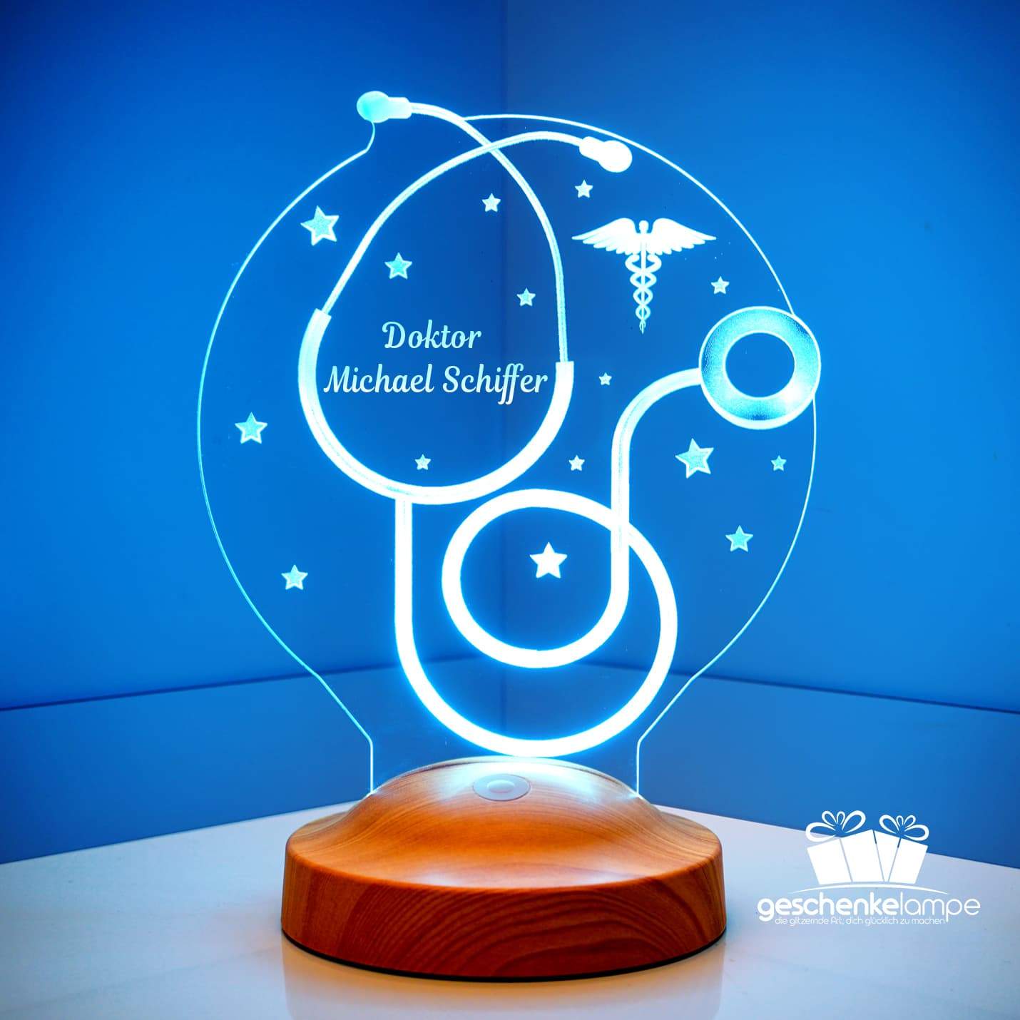 Stethoscope Personalized lamp for doctor specialist with desired text