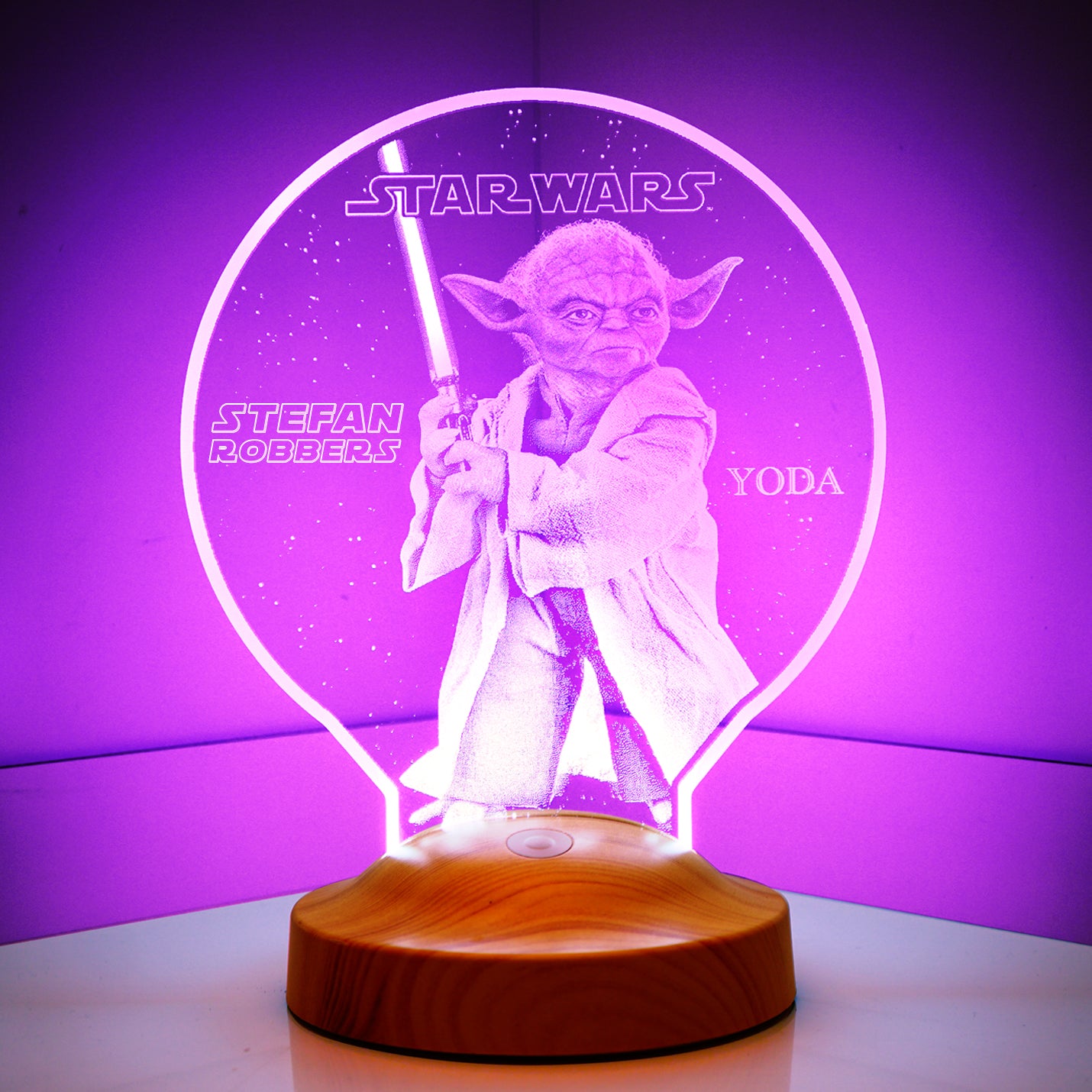 Master Yoda Mandalorian Star Wars lamp 3D Vision LED night light with custom text