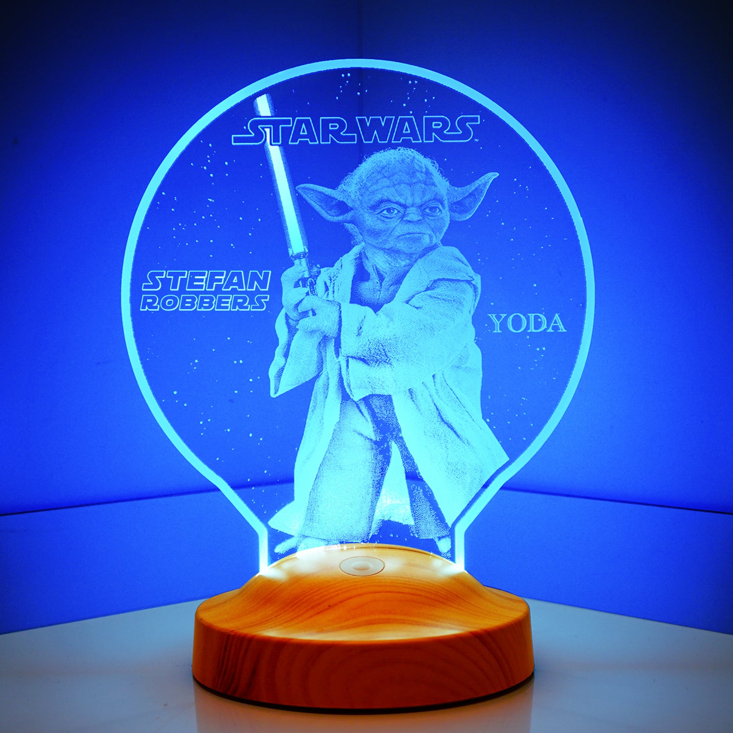 Master Yoda Mandalorian Star Wars lamp 3D Vision LED night light with custom text