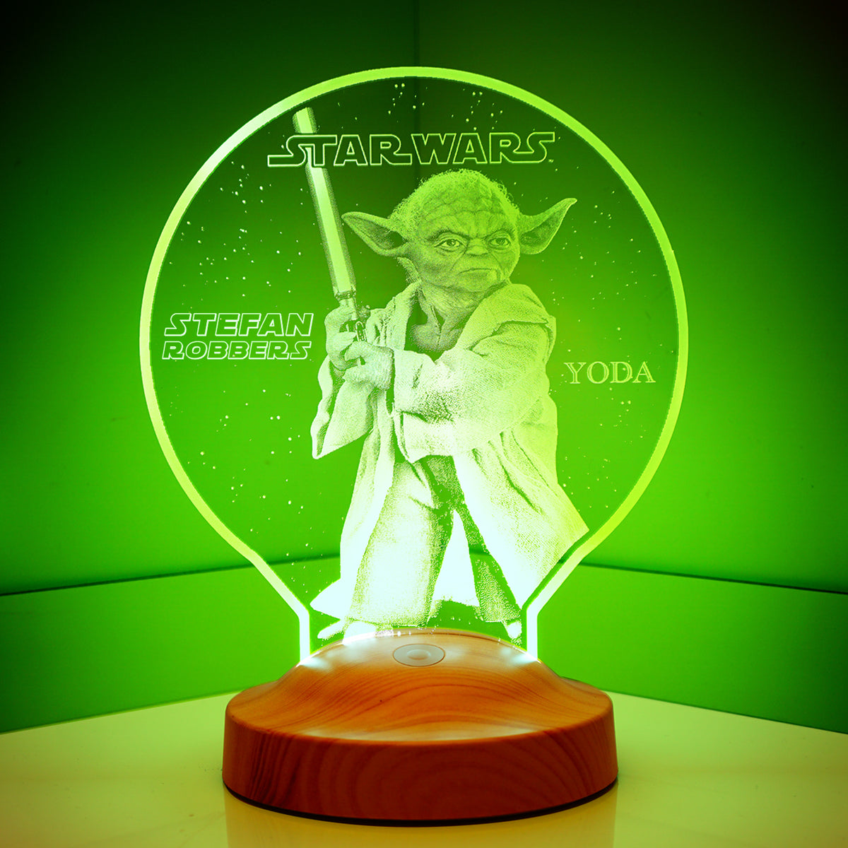 Master Yoda Mandalorian Star Wars lamp 3D Vision LED night light with custom text