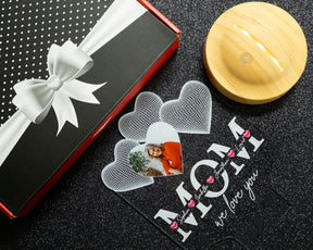 Four hearts personalized LED photo lamp for mother, mom with high-quality UV printing as a mother's day gift 