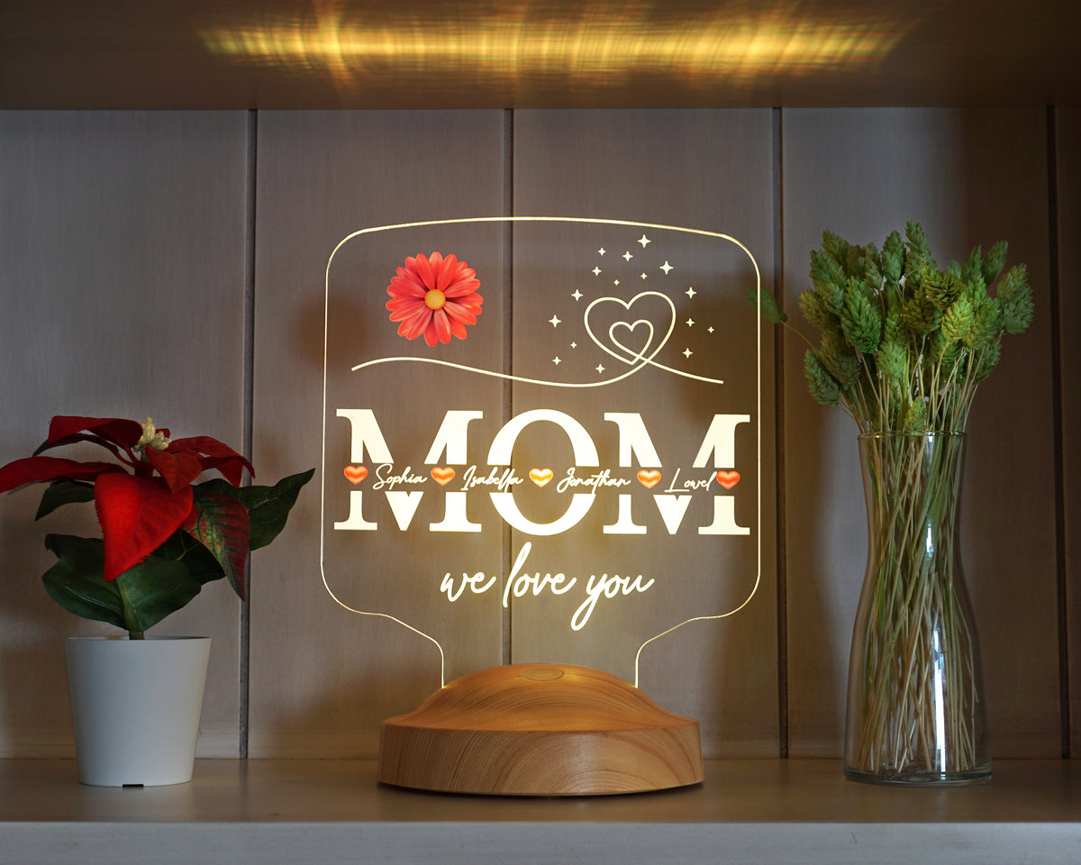 personalized LED gift lamp for mother, mom with high-quality laser engraving as a mother's day gift 