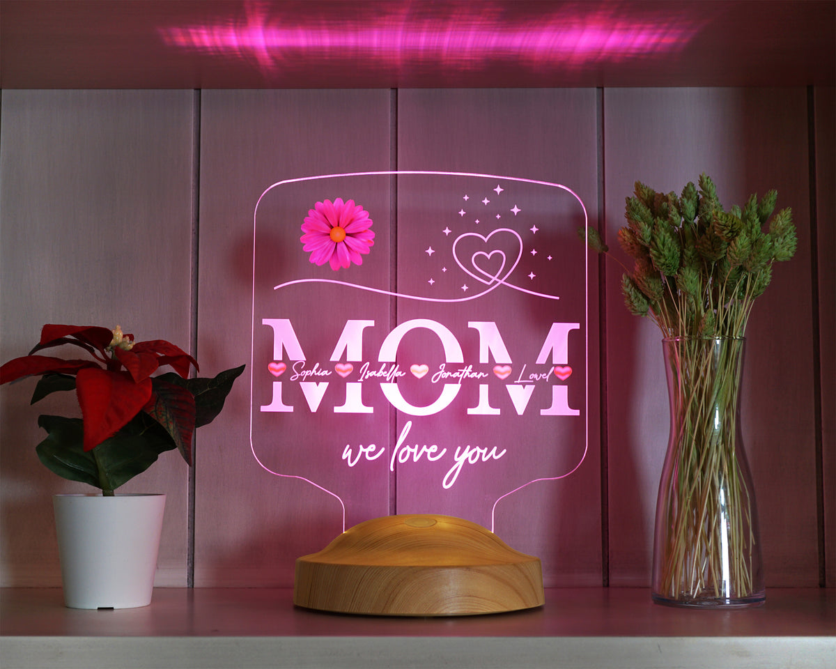 personalized LED gift lamp for mother, mom with high-quality laser engraving as a mother's day gift 