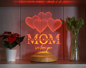 Four Hearts Personalized LED Gift Lamp for Mom Mom with High Quality UV Printing as Mother's Day Gift 