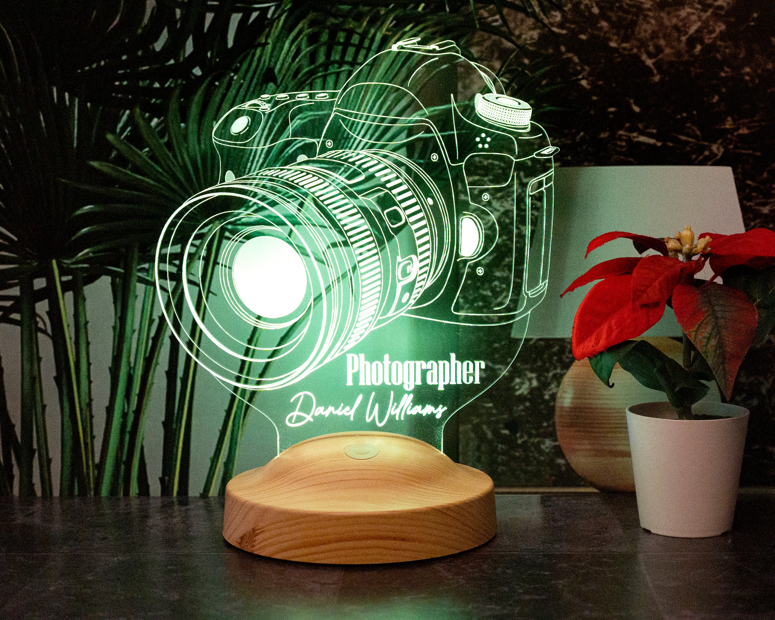 Photo camera LED lamp as a gift for photographers 3D illusion lamp 