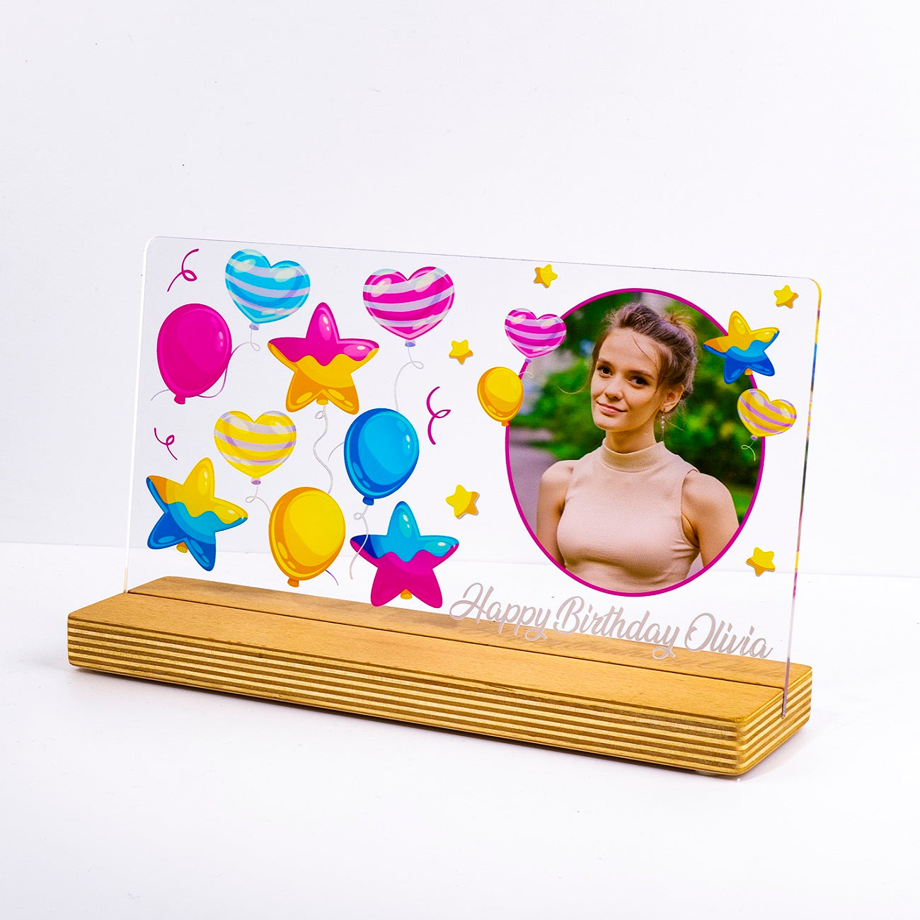 Personalized birthday photo gift with high-quality UV printing Wooden standee &amp; gift box 