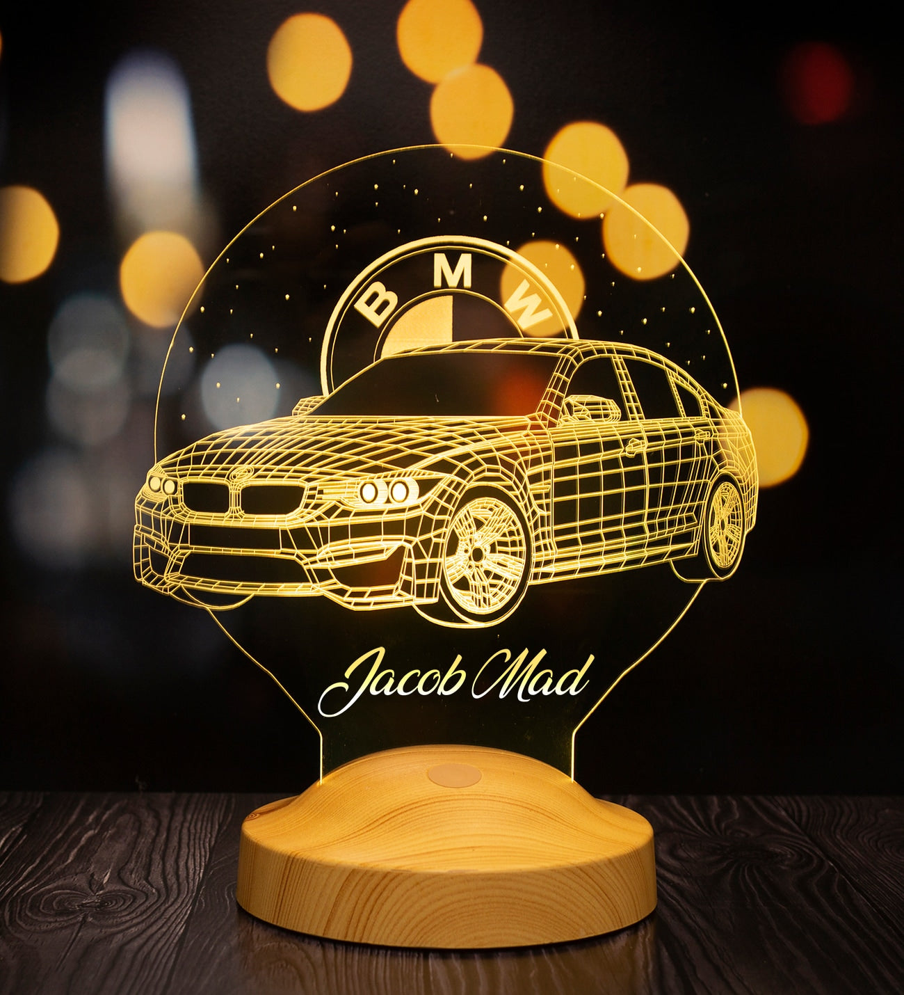 Car gift item LED lamp with engraving, gift idea for automobile fans