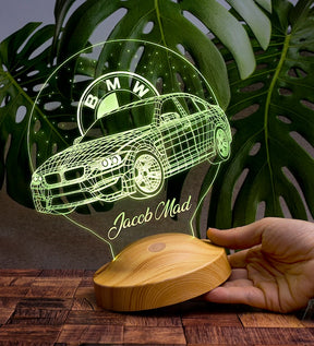 Car gift item LED lamp with engraving, gift idea for automobile fans