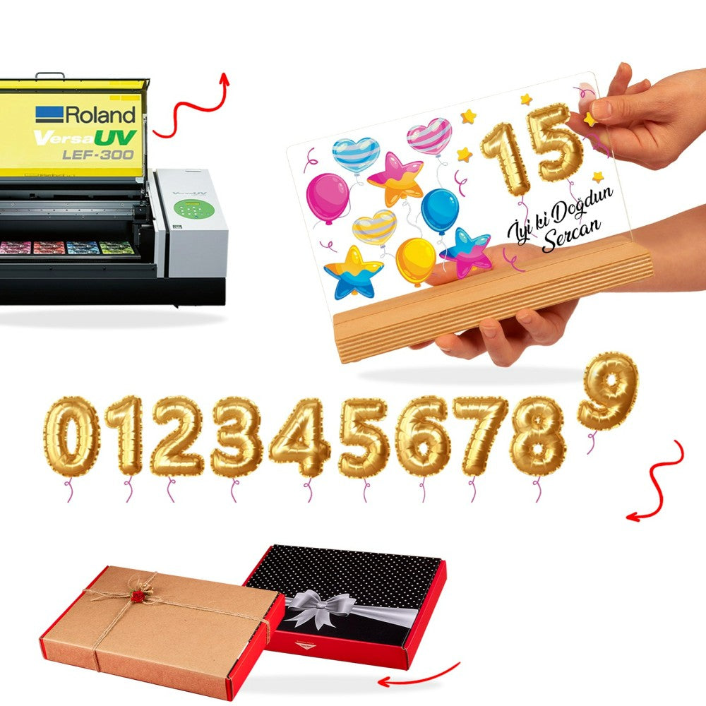 Personalized Birthday Gift with High Quality UV Print Wooden Standee &amp; Gift Box 