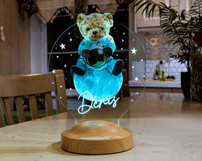 Teddy Bear Personalized Gifts 3D Lamp With Name UV Print Birthday Present