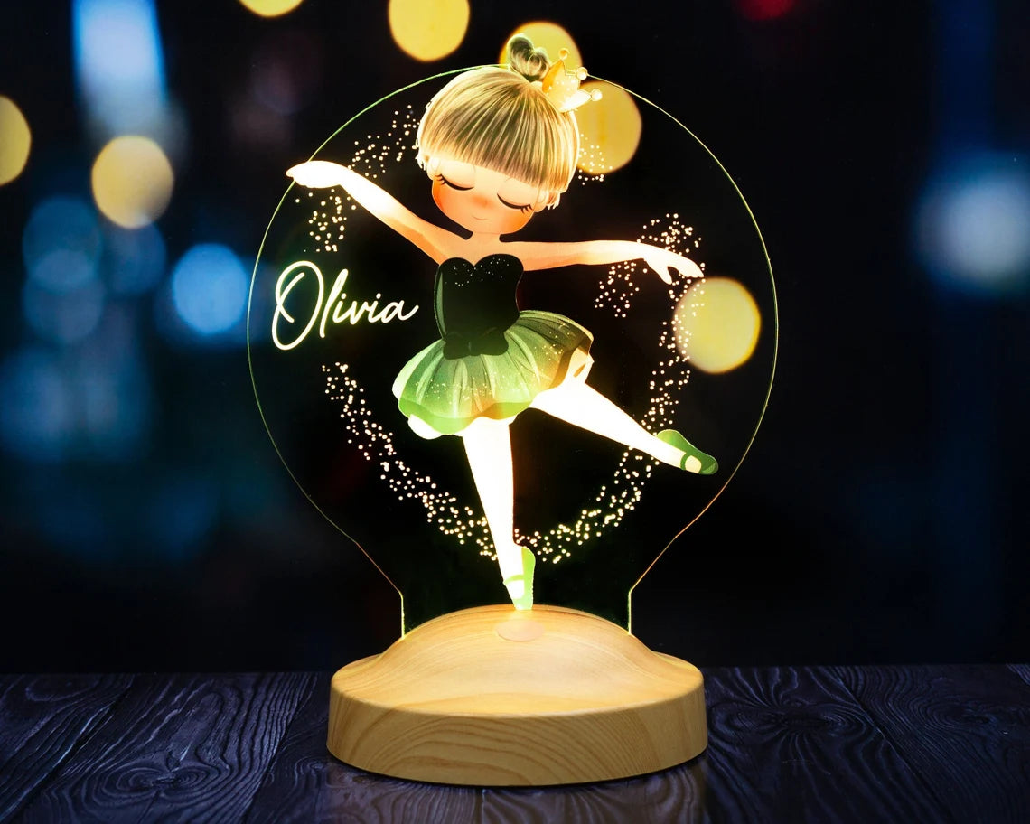 Ballerina Personalized Gifts 3D Lamp with Name UV Printing Birthday Gift Children's Room Bedside Lamp 