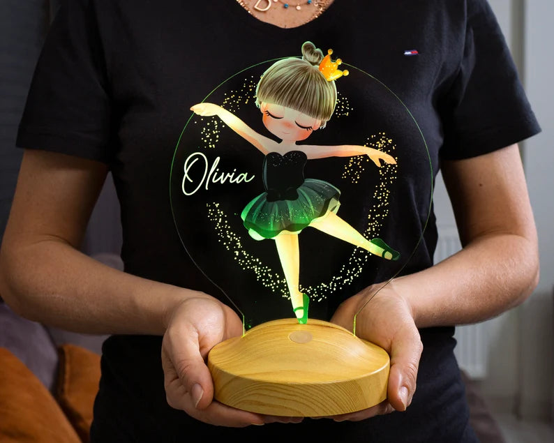 Ballerina Personalized Gifts 3D Lamp with Name UV Printing Birthday Gift Children's Room Bedside Lamp 