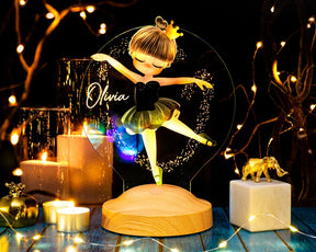 Ballerina Personalized Gifts 3D Lamp with Name UV Printing Birthday Gift Children's Room Bedside Lamp 