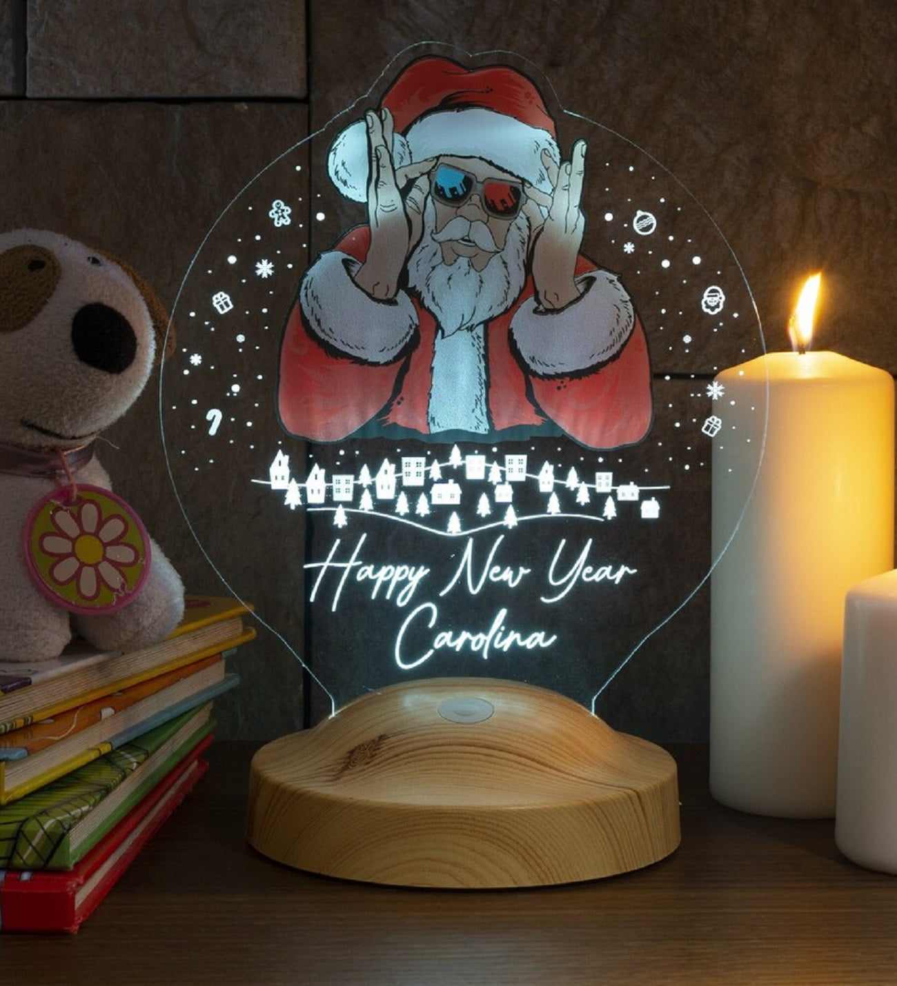 SANTA KLAUS SANTA CLAUS PERSONALIZED COLORED 3D LAMP FOR CHRISTMAS