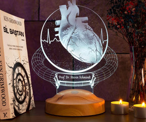 Personalized 3D Cardiac Surgeon Lamp, Engraved Cardiologist Gift