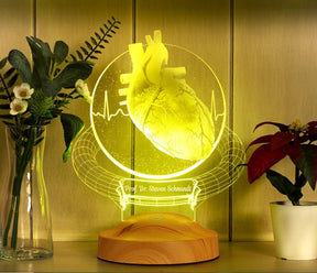 Personalized 3D Cardiac Surgeon Lamp, Engraved Cardiologist Gift